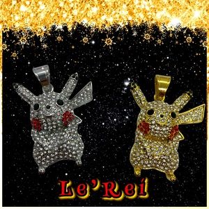 Stainless Steel Pikachu Bling Pendant - Large